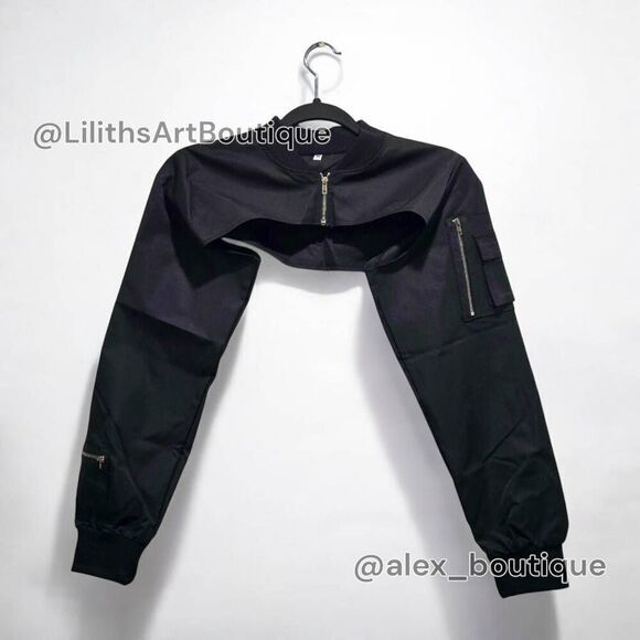 Women's Mock Neck Zip-Up Cropped Jacket(S009)-Size M for Women - Picture 3 of 9